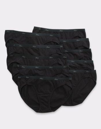 Hanes Women's Breathable Cotton Bikini Underwear, Black, 10-Pack #PW42BK
