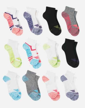 Hanes Cool Comfort Girls' Mesh Ankle Socks, 12-Pairs #HGBA12