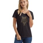 Hanes Women's V-Neck Graphic T-Shirt, Glitter Owl #GT9337??Y06919