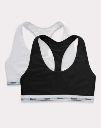 Hanes Originals Racerback Bralette, Breathable Stretch Cotton, 2-Pack #MHO101