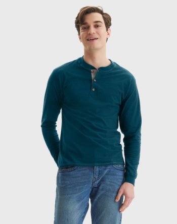 Hanes Beefy-T Men's Long Sleeve Henley #O5719