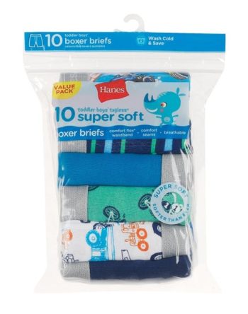 Hanes Toddler Boys' Boxer Brief Underwear, 10-Pack #TB74T0
