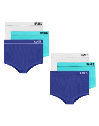 Hanes Originals Women's Seamless Rib Boyfit Underwear, Assorted, 6-Pack #MH14FA