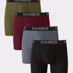 Hanes Ultimate Comfort Flex Fit Total Support Pouch Men's Boxer Brief Underwear, Red/Green/Black/Grey, 4-Pack #UFSBD4