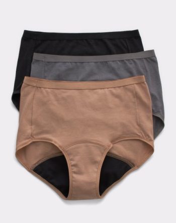 Hanes Comfort, Period. Women's Brief Period Underwear, Moderate Leaks, Neutrals, 3-Pack #FD40AS