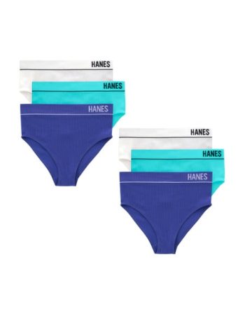 Hanes Originals Women's Seamless Rib Hi-Leg Bikini Underwear, Assorted, 6-Pack #MH13FA
