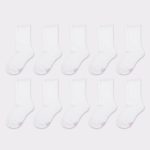 Hanes Girls' Uniform Crew Socks, White, 10-Pairs #HGWC10