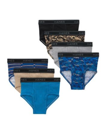 Hanes Comfort Flex Boys' Brief Underwear, Prints & Solids, 7-Pack #B780G7