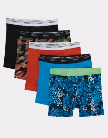 Hanes Originals Boys' Boxer Brief Underwear, Orange & Assorted, 5-Pack #BROBB1