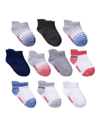 Hanes Infant/Toddler Boys' Heel Shield Socks, Gripper Foot Bottoms, 10-Pairs #TB2510