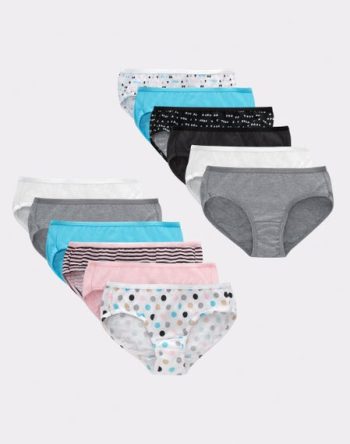 Hanes Girls' Tagless Hipster Underwear, 12-Pack #G12HPN