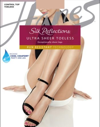 Hanes Silk Reflections Ultra Sheer Toeless Pantyhose with Control Top #Q0B376