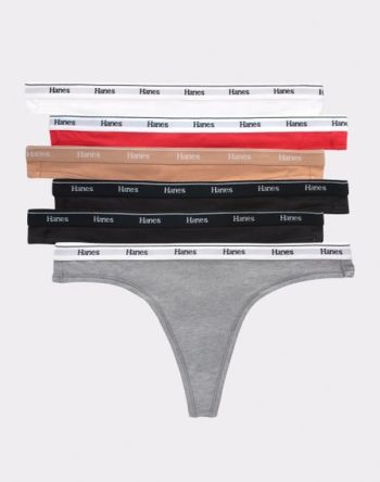 Hanes Originals Women's Thong Underwear, Breathable Stretch Cotton, 6-Pack #OC46AS