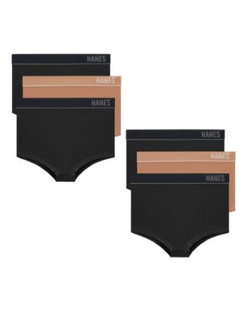Hanes Originals Women's Seamless Rib Boyfit Underwear, Neutrals, 6-Pack #MH14P6