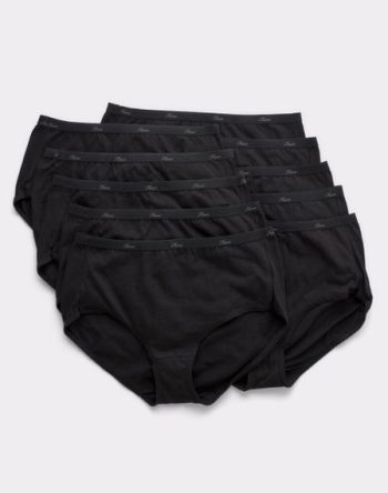 Hanes Women's Breathable Cotton Brief Underwear, Black, 10-Pack #PW40BK