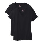 Hanes Perfect-T Women's V-Neck Cotton T-Shirt, Value 2-Pack #OS04V2