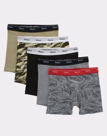Hanes Originals Boys' Boxer Brief Underwear, Camo & Assorted, 5-Pack #BROBB4