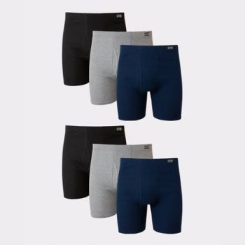Hanes ComfortSoft Men's Cotton Boxer Brief Underwear, Moisture Wicking, 6-Pack #7460P6