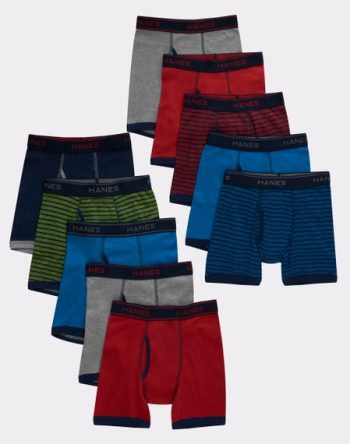 Hanes Comfort Flex Fit Boys' Ringer Boxer Brief Underwear, 10-Pack #B74R10