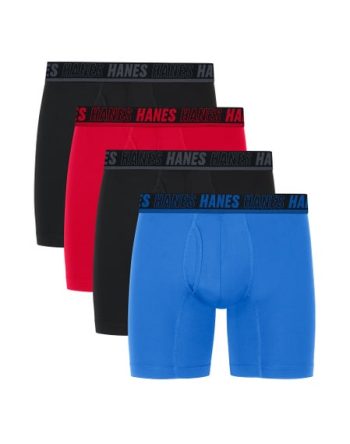 Hanes Moves Ultimate Men's Anti-Chafe Boxer Brief Underwear, X-Temp, Assorted, 4-Pack, 6 #UM2BD4